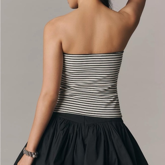 Anthropologie Maeve Black and White Striped Strapless Top - Picture 2 of 6